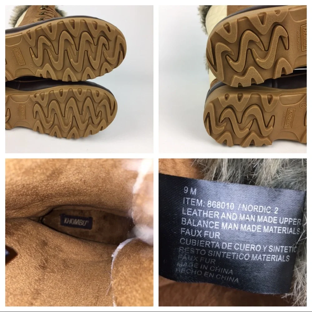 Khombu Nordic 2 Brown Waterproof Lace Up Winter Boots 9